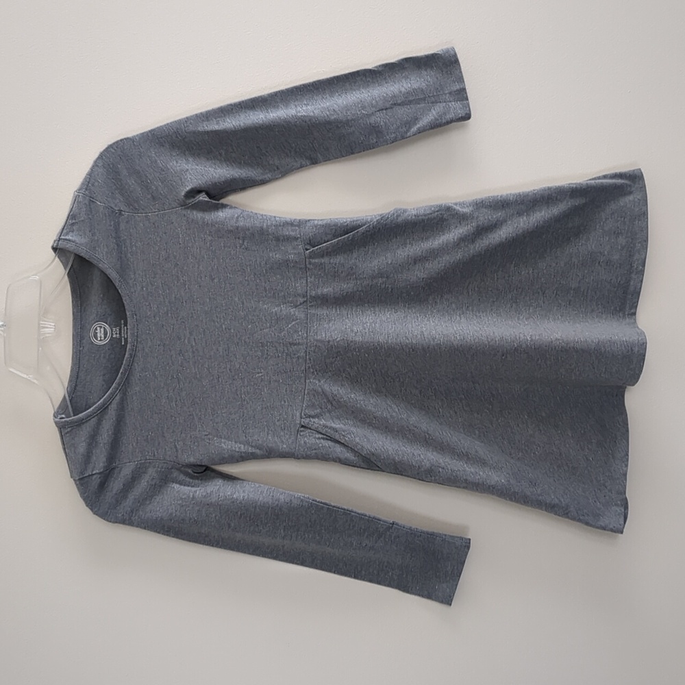 Heather Gray Little Girls Long Sleeve Play Dress w/Pockets (Size 6-6X)